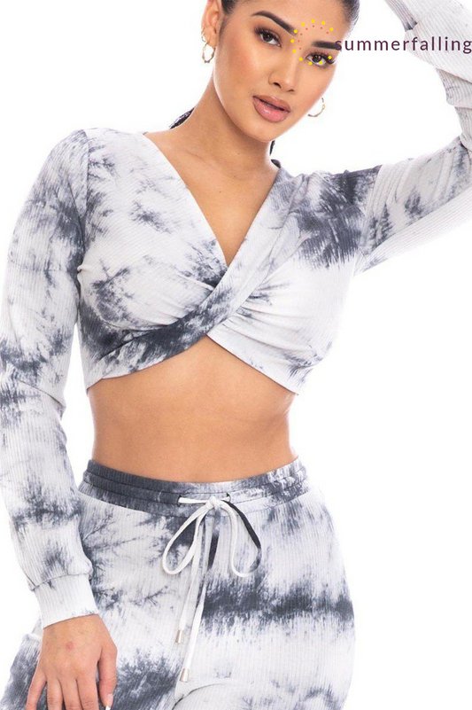 SummerFalling-Tie Dye Ribbed Sweater Set